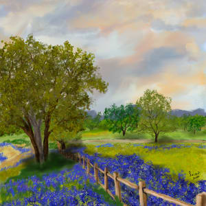Bluebonnet Fence by Susan Reich