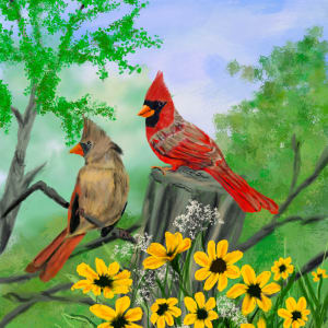 Cardinals on the Post by Susan Reich