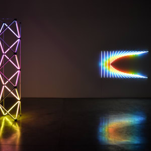 Building Tensegrity by James Clar  Image: Installation shot from “Double Rainbow All The Way”, solo show, Carbon 12 Gallery, Dubai, 2015