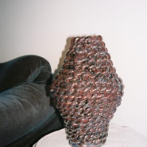 Raku Metallic Woven Vessel by Elianah Sukoenig 