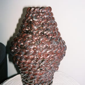 Raku Metallic Woven Vessel by Elianah Sukoenig 