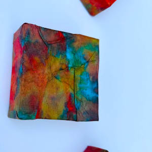 Trois by Jen Haefeli  Image: Trois (Triptych)
4" x 4" 
Medium: Acrylic & Metallic Acrylic on Silk Paper on Canvas Wrapped Wooden Frame
Created by Artist Jen Haefeli, 2005
WildRootCreations.com