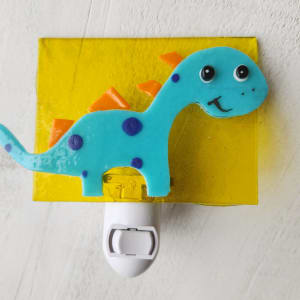 Blue Happy Stega/ Yellow Transparent BG Nightlight by Ashley Akerlund