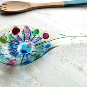 Blue Retro Starburst Spoonrest by Ashley Akerlund