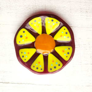 Yellow Hippy Flower Plate by Ashley Akerlund