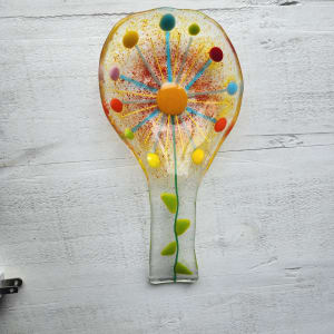 Yellow Sunburst Spoon Rest by Ashley Akerlund