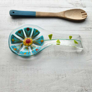 Blue Flower Mandala Spoonrest by Ashley Akerlund