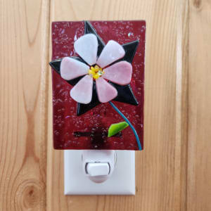White/ Blue Columbine Nightlight/ Maroon BG by Ashley Akerlund