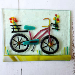 Pink/Turquoise Bike/Green Tint BG by Ashley Akerlund