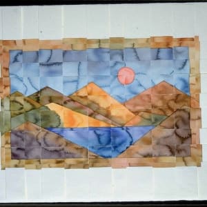 WOVEN LANDSCAPE I by alice brickner  Image: MADE 2 WATERCOLORS.  I CUT ONE HORIZONTALLY AND THE OTHER VERTICALLY, THEN WOVE THEM TOGETHER.