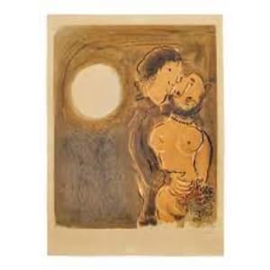 Couple en ocre by Marc Chagall