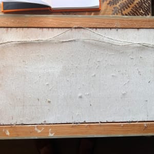 'Lock and Chickens' by Not Known  Image: back of canvas