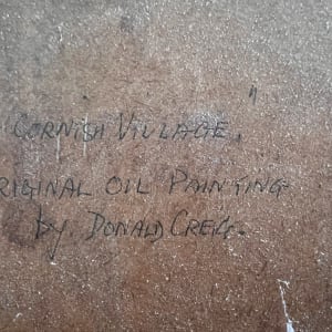 A Cornish Village, Selworthy? by Donald Greig  Image: reverse of canvas