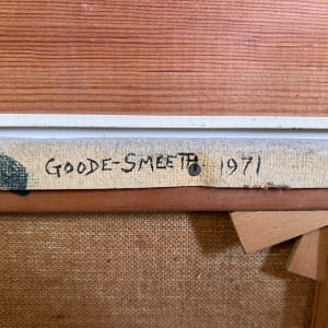 'River Scene' by Terence John Michael Goode-Smeeth  Image: reverse of canvas showing name and date