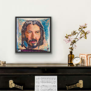 Day 5 Keanu Reeves Sparkle pillow by May Charters Artwork Archive