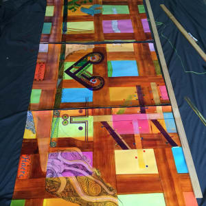 Āku Maunga Haere by Dr  Rangihiroa Panoho  Image: Āku Maunga Haere II, 'my travelling mountains' 2015, work in progress