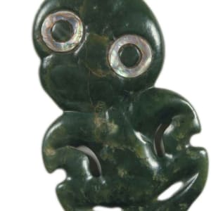 Ko te Pare Kawakawa, he tohu aroha, 24 April 2018, 635x635mm by Dr  Rangihiroa Panoho  Image: kereopa's hei tiki, nephrite heirloom part of the display of the exhibition I curated for the Sarjeant Gallery entitled 'Whatu Aho Rua' 1989 (Sarjeant Gallery/Dowse Art Museum - Lower Hutt), 1992 (Tandanya - National Aboriginal Institute, Adelaide, Australia National University Gallery, Canberra, Ivan Dougherty Gallery, Sydney). Kawakawa is a dark nephrite type which was highly valued by my tūpuna in Te Tai Tokerau
