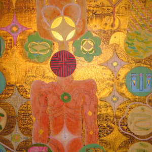 Fiji/Te Whiti by Dr  Rangihiroa Panoho  Image: Fiji\TeWhiti 'The Crossover', acrylic and gold acrylic on board, 2014, detail 