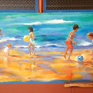 Jugando en la playa by Jeannina Blanco