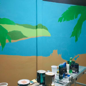Liam's Mural, Part I (Atlantic Ocean with Liam before birth) by Jeannina Blanco 