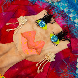 Fauve in Front of Her Quilt by Kristy Moeller Ottinger  Image: detail