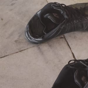 Man's Shoes Outside A Mosque, Istanbul by Helen Donis-Keller  Image: Close up