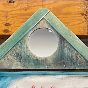 Peace Shrine Triptych | Madonna and Child by Rumi Tsuda  Image: Shrine Sun Roof: 24.75"H X 51.73"W X 3"D; Acrylic, Fabric Dye, Wood, Mirror and Aluminum Angle