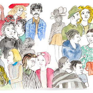 1085-1 Drawing of Marina Abramovic "The Artist Is Present" by Rumi Tsuda Estate