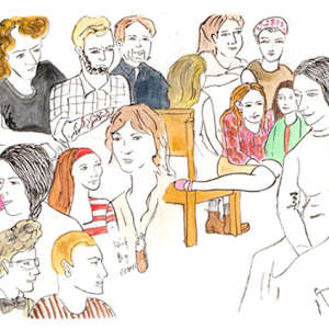 1085-2 Drawing of Marina Abramovic "The Artist Is Present" - by Rumi Tsuda Estate