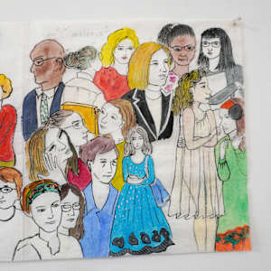 1085-2 Drawing of Marina Abramovic "The Artist Is Present" - by Rumi Tsuda Estate  Image: Front location of inventory number. 