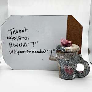 Tea Pot Red & black, #17-5 by Rumiko "Rumi"  Tsuda Estate, Image 5.