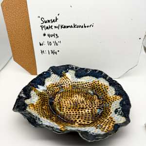 Sunset, Plate with Kamakurabori by Rumiko "Rumi"  Tsuda Estate, Image 5.