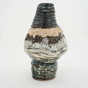 Wild Wave, Vase with Shigaraki Clay & White Porcelain by Rumiko "Rumi"  Tsuda Estate, Image 3.