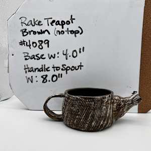 Rake Teapot | Brown ( No Top) by Rumiko "Rumi"  Tsuda Estate, Image 1.