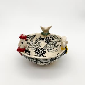 Bowl with Animal Sculptures by Rumiko "Rumi"  Tsuda Estate, Image 2.
