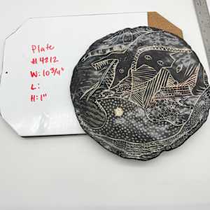 Decorative Platter - Snake & Cat (Black) by Rumiko "Rumi"  Tsuda Estate, Image 1.