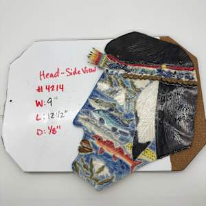 Hanging Tile | Native American Head, Profile w/ Aquatic Images by Rumiko "Rumi"  Tsuda Estate, Image 2.