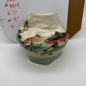 Vase - Painted Fish by Rumiko "Rumi"  Tsuda Estate, Image 1.