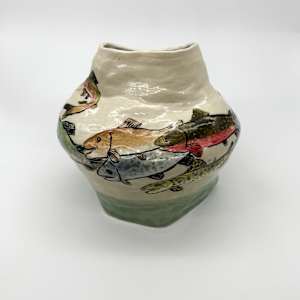 Vase - Painted Fish by Rumiko "Rumi"  Tsuda Estate, Image 2.
