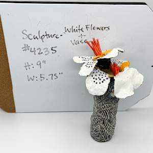 Sculpture White Flowers and Vase by Rumiko "Rumi"  Tsuda Estate, Image 1.
