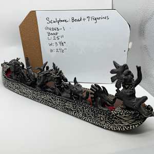 Sculpture- Ceramic Boat + 7 Figurines by Rumiko "Rumi"  Tsuda Estate, Image 3.
