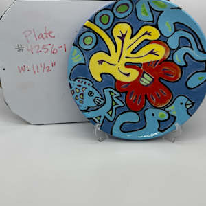 Bird & Flower Plate (1 of 2) Blue by Rumiko "Rumi"  Tsuda Estate, Image 1.