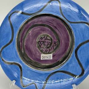 Bird & Flower Plate (1 of 2) Blue by Rumiko "Rumi"  Tsuda Estate, Image 3.