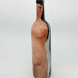 Painted Bottle 1 of 3 Female Figure by Rumiko "Rumi"  Tsuda Estate, Image 4.