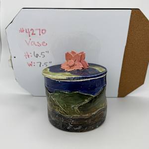 Vessel with Floral Lid by Rumiko "Rumi"  Tsuda Estate, Image 1.