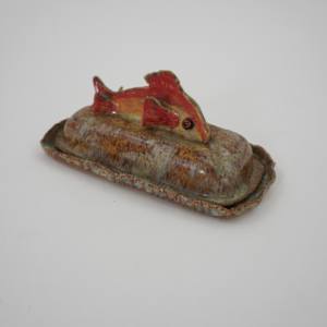 Red Fish Butter Dish by Rumiko "Rumi"  Tsuda Estate, Image 5.