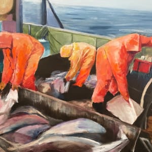 Fishermen with their catch by Jeanne Goodman