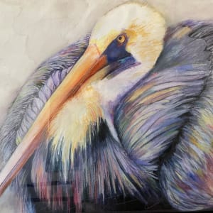 Colorful pelican portrait by Jeanne Goodman