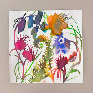 The Patagonia by Nicole Slater  Image: This beautiful paper art measures 16 x 16" and comes with a mat board for easy display. It has been securely attached using archival museum tape, creating a visually pleasing border. The organic waves in the paper are intentional and add to its charm. You can frame it using your preferred frame or remove the hinge mount for a more customized look. This art piece will be a great addition to your collection.