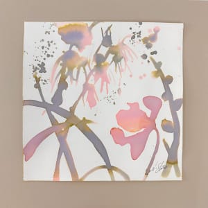 The Kyoto by Nicole Slater  Image: This beautiful paper art measures 16 x 16" and comes with a mat board for easy display. It has been securely attached using archival museum tape, creating a visually pleasing border. The organic waves in the paper are intentional and add to its charm. You can frame it using your preferred frame or remove the hinge mount for a more customized look. This art piece will be a great addition to your collection.